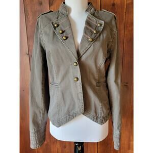 Sanctuary Surplus Gray Military Jacket Women XS-S Brass Button Epaulette Army